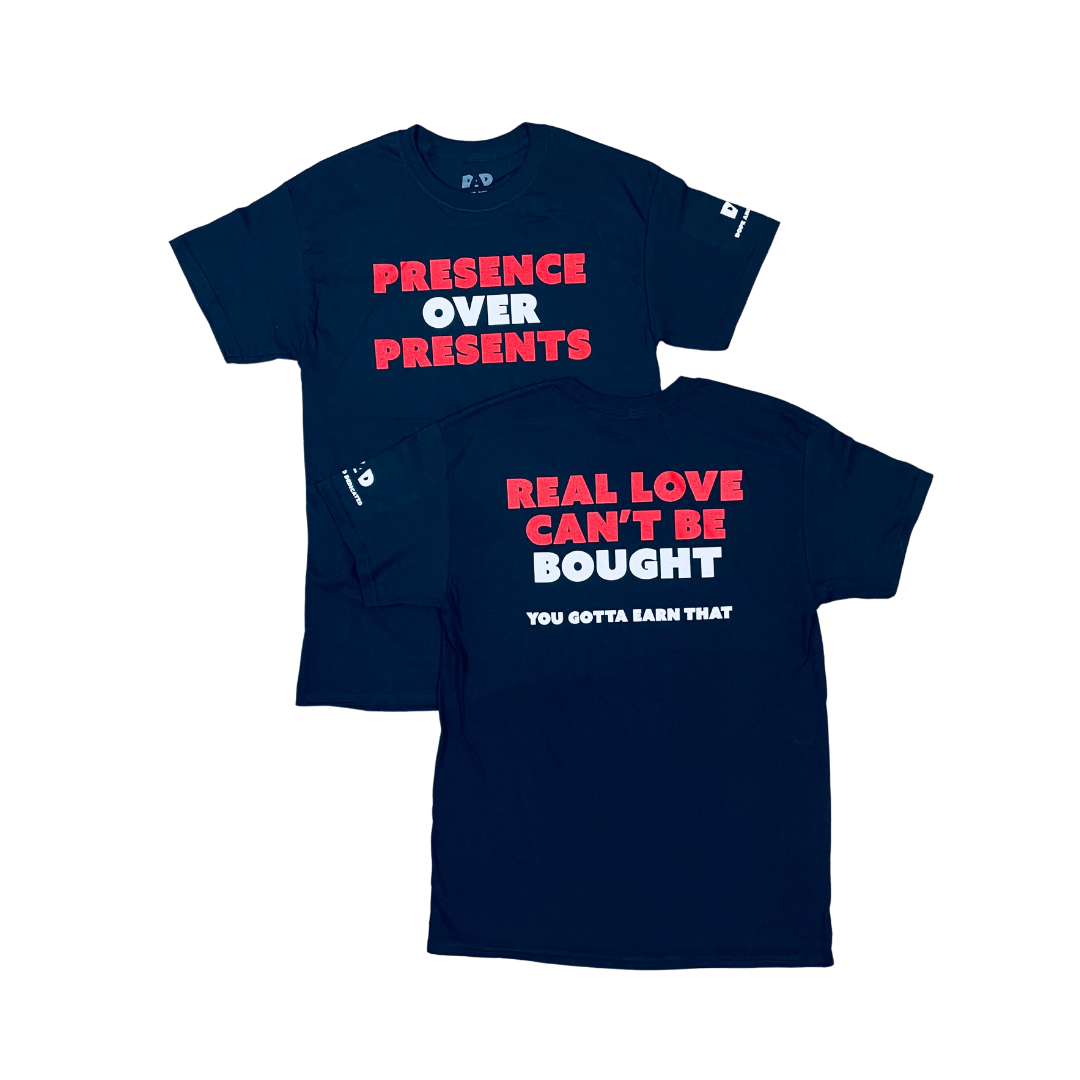 Presence Over Presents Short Sleeved Tee - Black - Dope And Dedicated