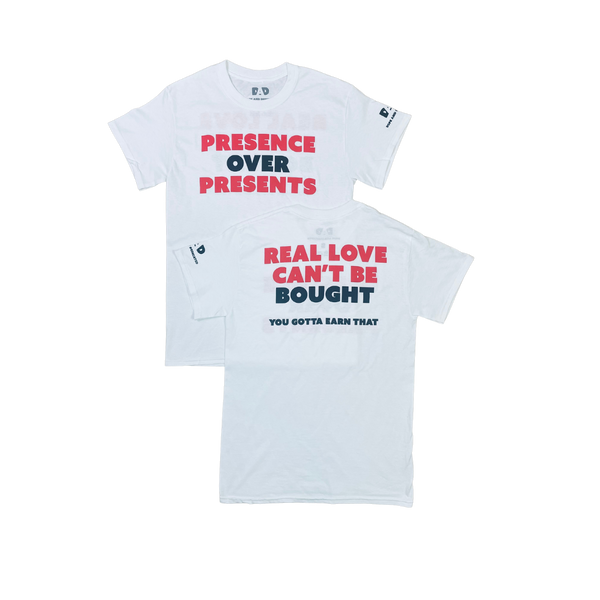 Presence Over Presents Short Sleeved Tee - White - Dope And Dedicated