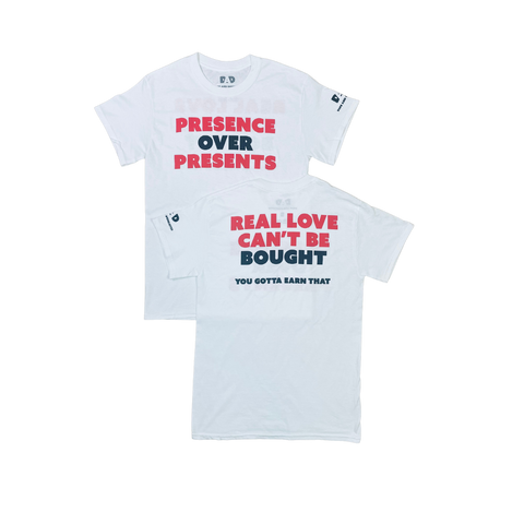 Presence Over Presents Short Sleeved Tee - White - Dope And Dedicated