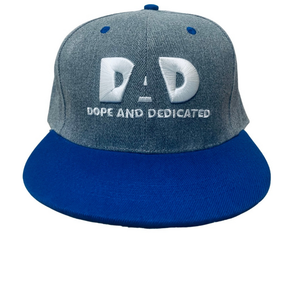 The Logo Snapback Hat Gray Denim/Blue/Wht - Dope And Dedicated