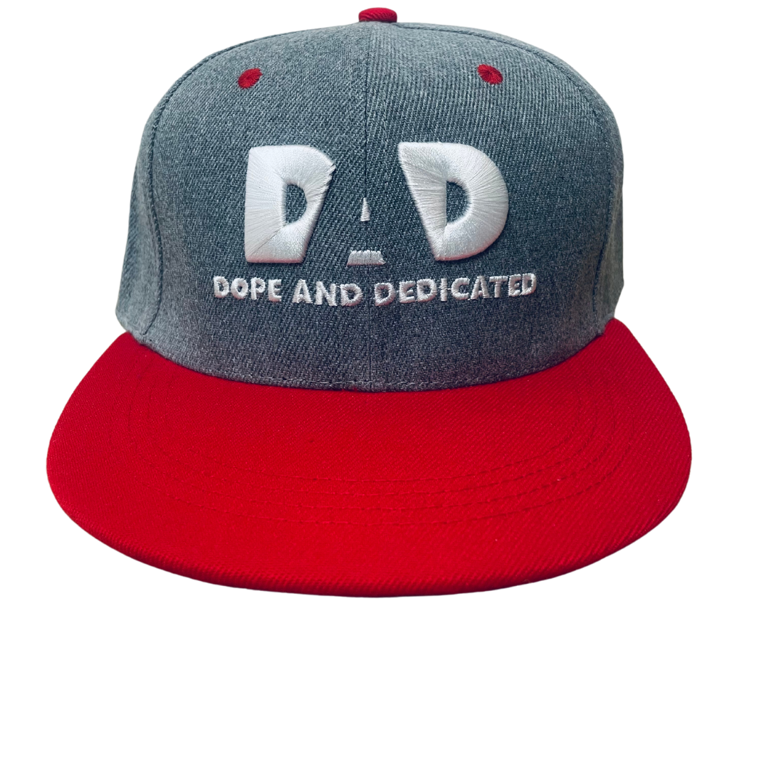 The Logo Snapback Hat Gray Denim/Red/Wht - Dope And Dedicated