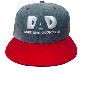 The Logo Snapback Hat Gray Denim/Red/Wht - Dope And Dedicated