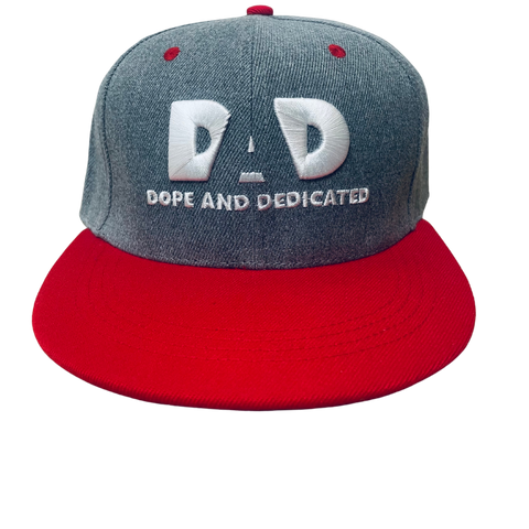 The Logo Snapback Hat Gray Denim/Red/Wht - Dope And Dedicated